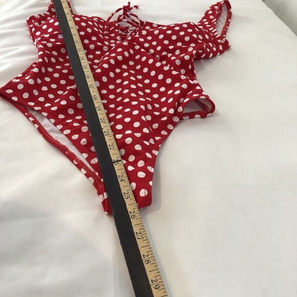 🏖️⛱️🏝️☀️Beach Joy Medium Bikini One Piece Red With White Polkadot Small - Picture 6 of 9